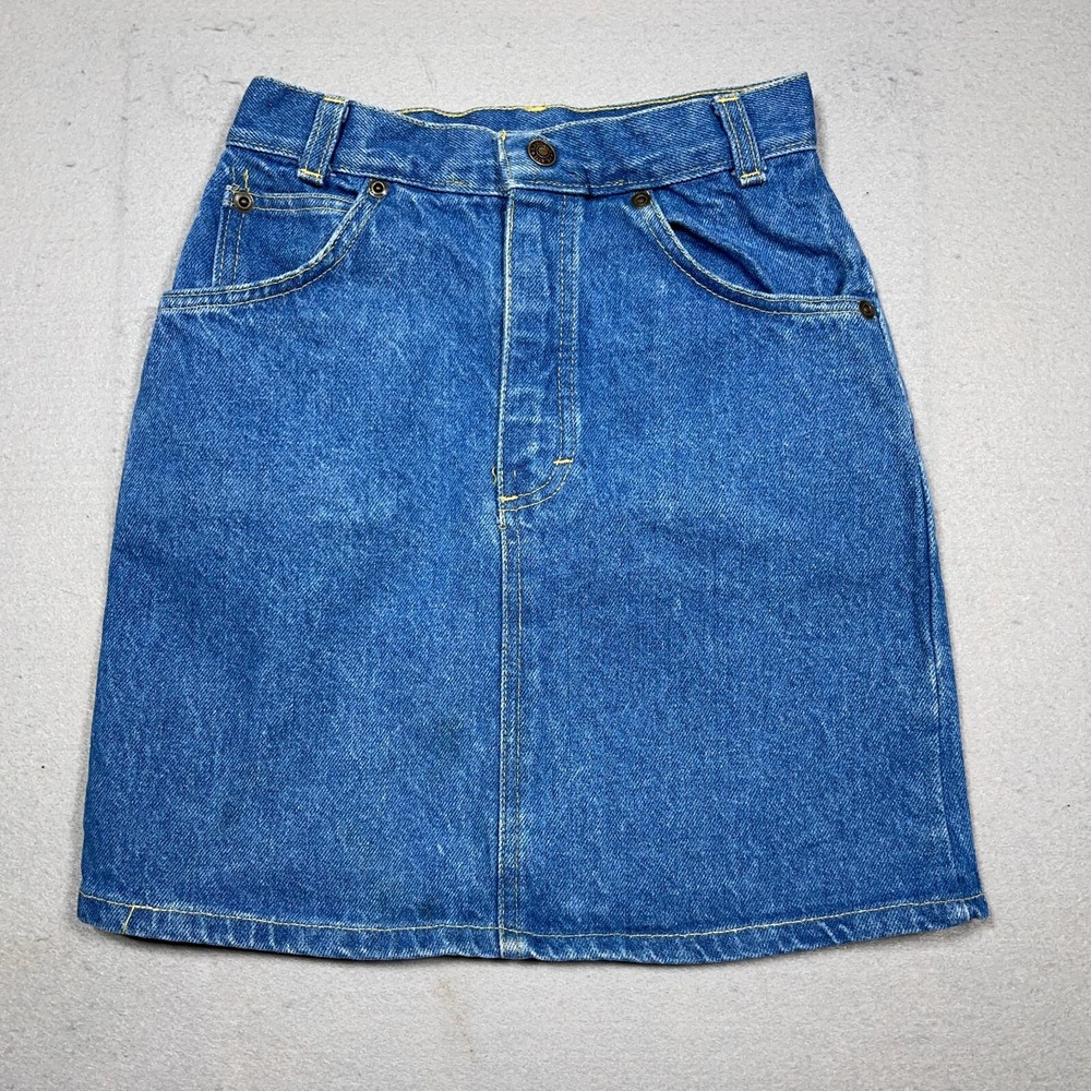 JCPenney Denim Skirt Women 10 High Waist Mini‎ Blue Vintage 70s Retro Classic